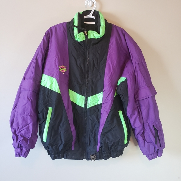 Other - VTG Cold Wave snowmobile ski winter jacket Large colour block purple green neon